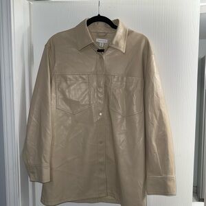 Topshop Cream Faux Leather Jacket